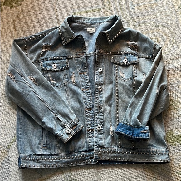 Oversized distressed denim jacket - Picture 5 of 6
